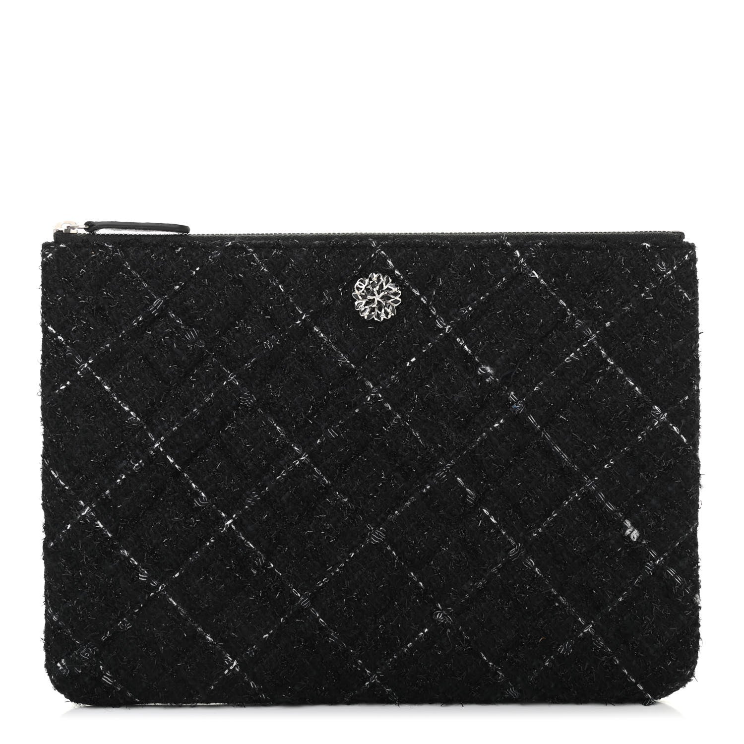 Chanel Tweed Lambskin Quilted Small Case Black 1 of 7