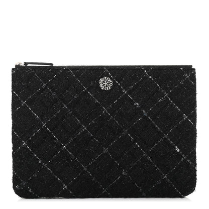Chanel Tweed Lambskin Quilted Small Case Black 1 of 7