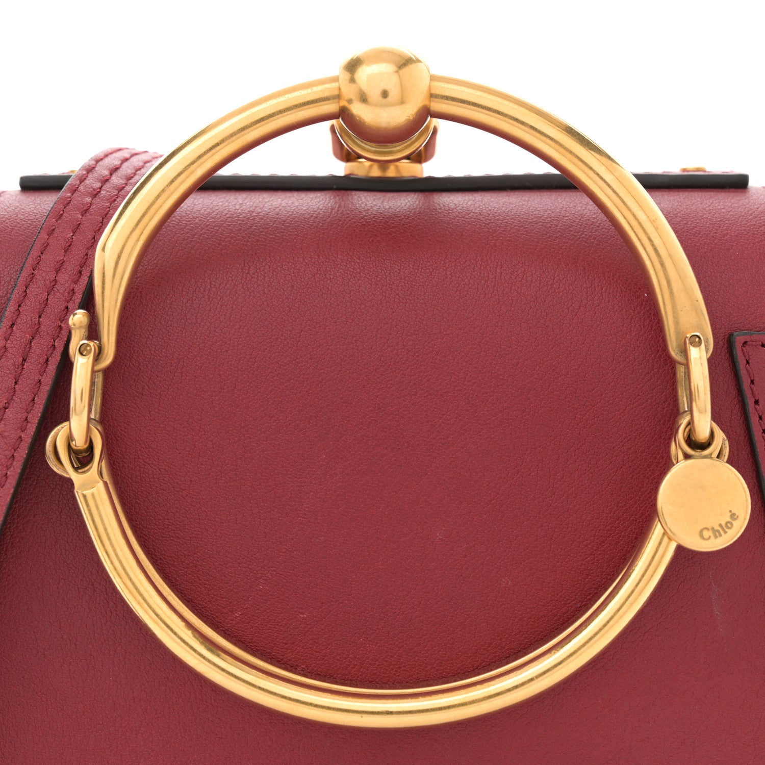 Chloe Calfskin Suede Small Nile Bracelet Bag Intense Red 8 of 11