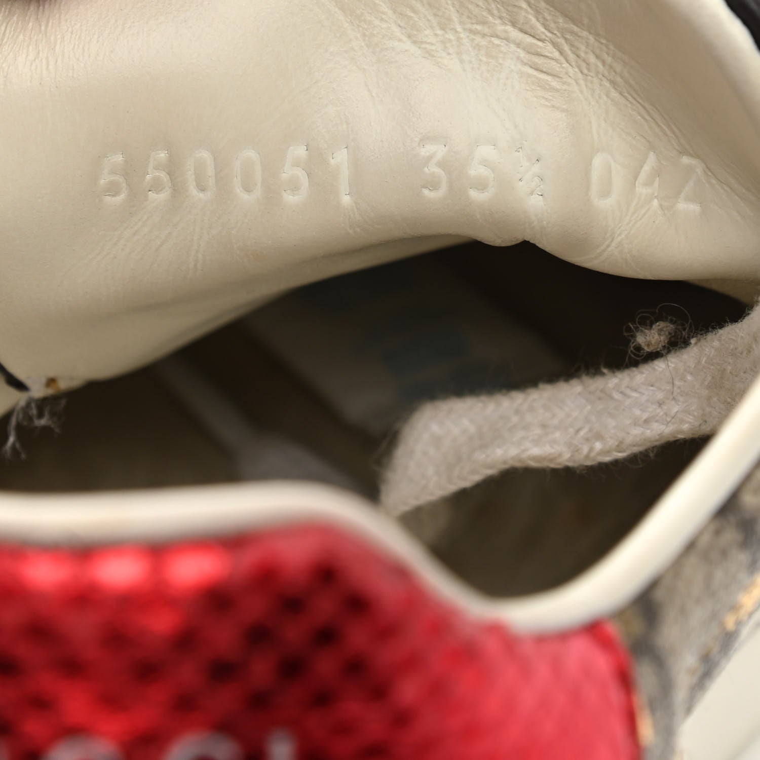 Gucci GG Supreme Monogram Bees Ayers Web Womens Ace Sneakers 35.5 Beige Oro Green Red 8 of 15