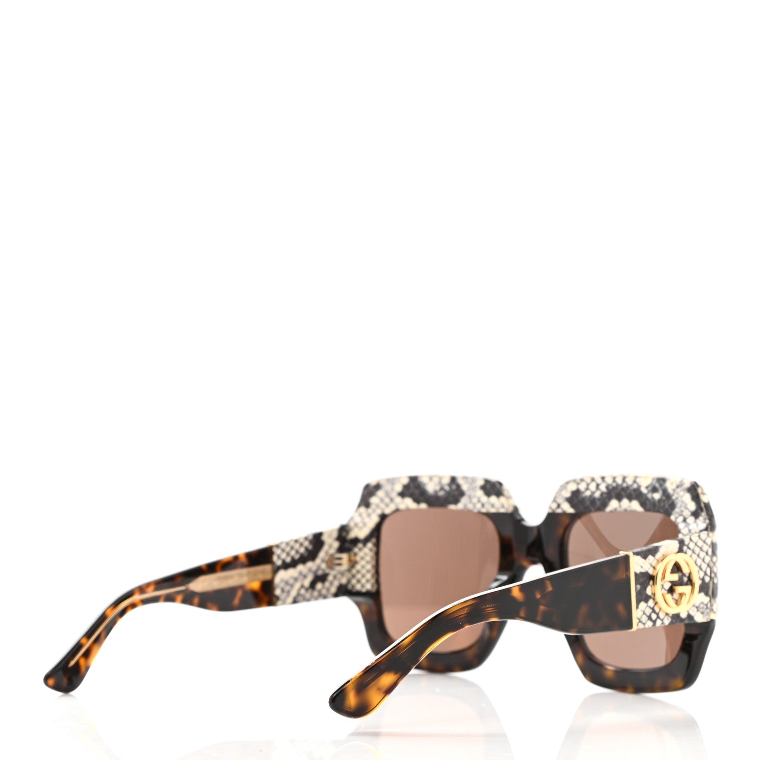 Gucci Snakeskin Acetate Square Sunglasses GG0484S Havana 4 of 6