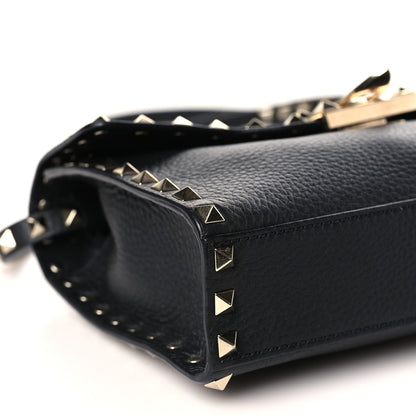 Valentino Garavani Pebbled Calfskin Medium Rockstud Flip Lock Crossbody Bag Black 7 of 8