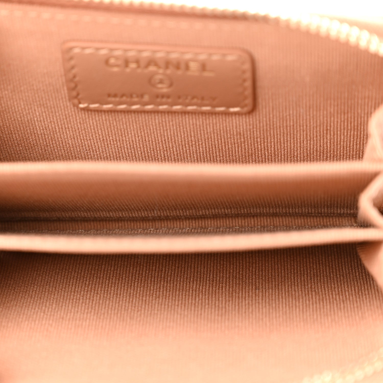 Chanel Caviar Quilted Zip Around Coin Purse Beige 5 of 8