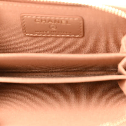 Chanel Caviar Quilted Zip Around Coin Purse Beige 5 of 8
