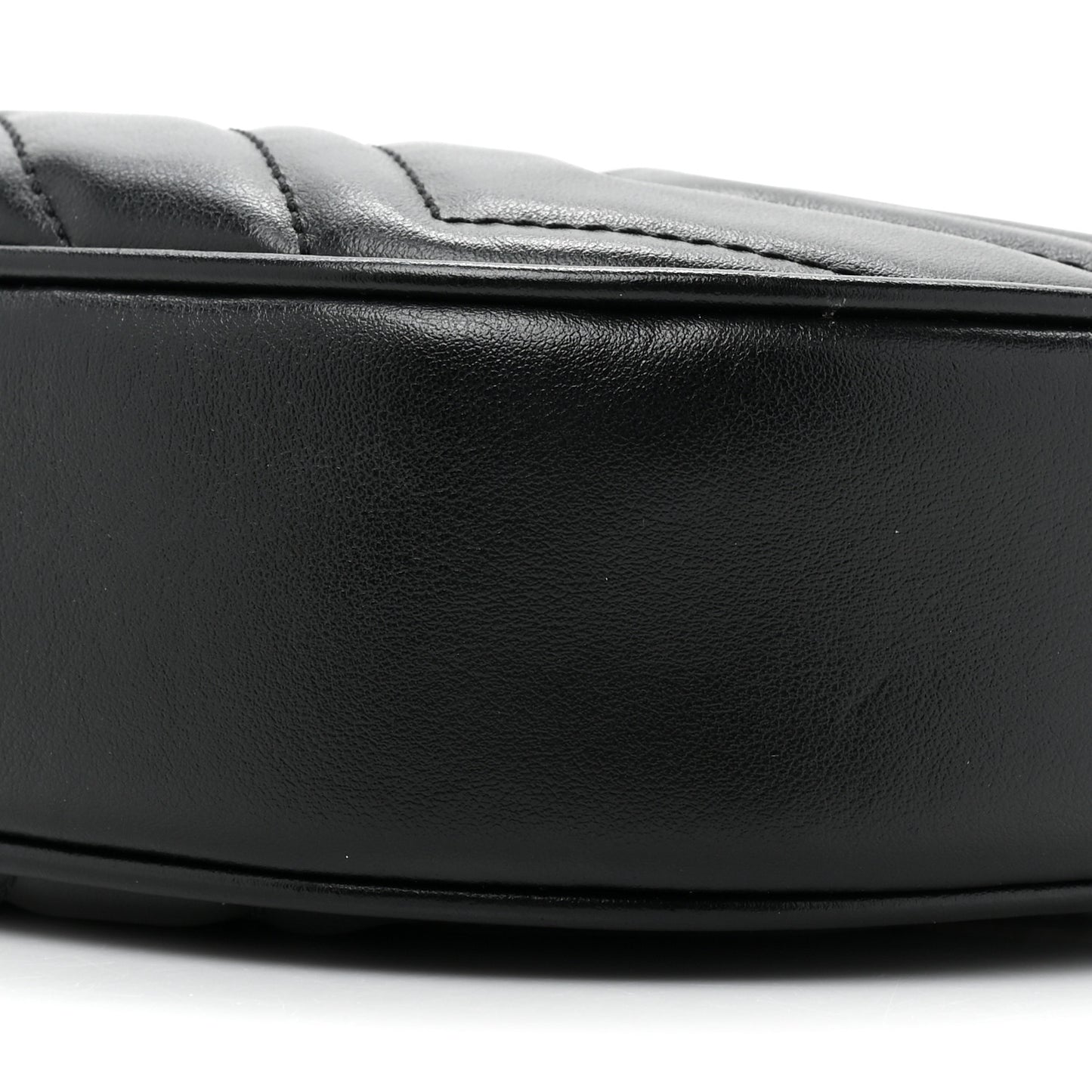 Calfskin Matelasse Chevron Mini GG Marmont Half Moon Hobo Black