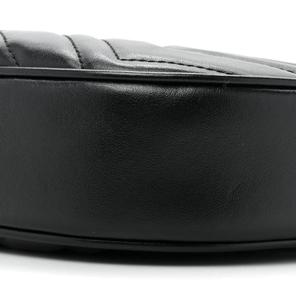 Gucci Calfskin Matelasse Chevron Mini GG Marmont Half Moon Hobo Black 8 of 9