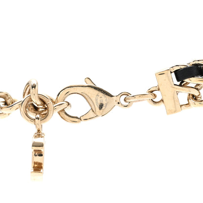 Chanel Metal Lambskin Crystal I Heart CC Choker Necklace Gold Black 5 of 6