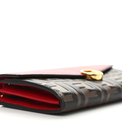 Fendi Vitello Cruise F is Fendi Bi-Color FF 1974 Embossed Continental Envelope Wallet On Chain Maya Black Fragola 8 of 10