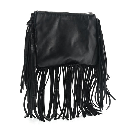 Saint Laurent Calfskin Monogram Fringe Pouch Black 3 of 13