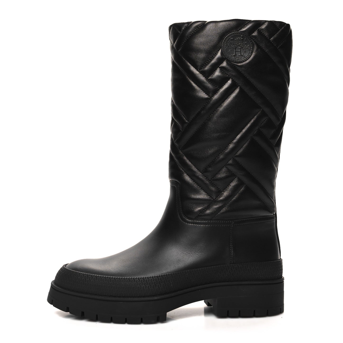Goatskin Quilted Fuji Boots 38 Black