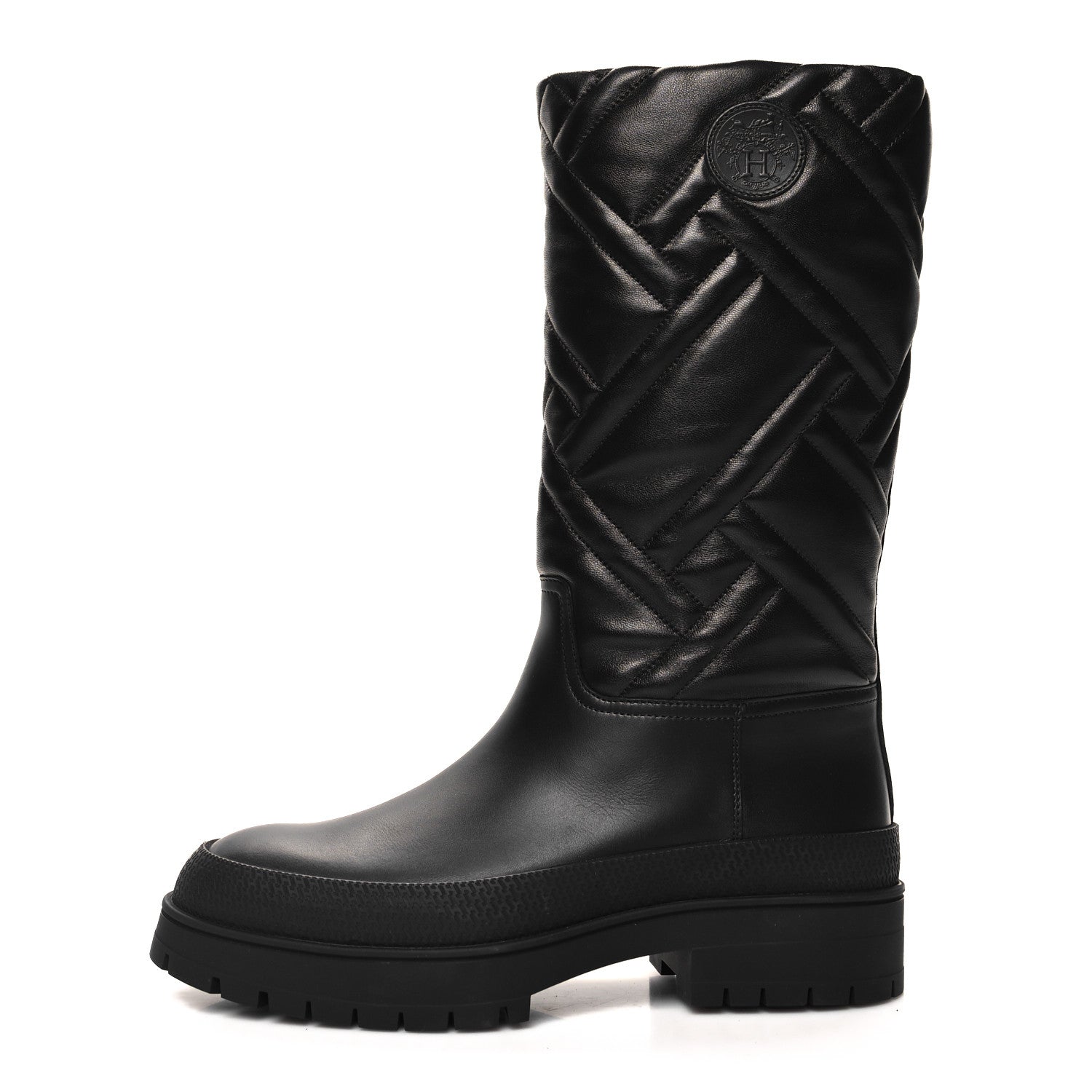 Hermes Goatskin Quilted Fuji Boots 38 Black 1 of 8