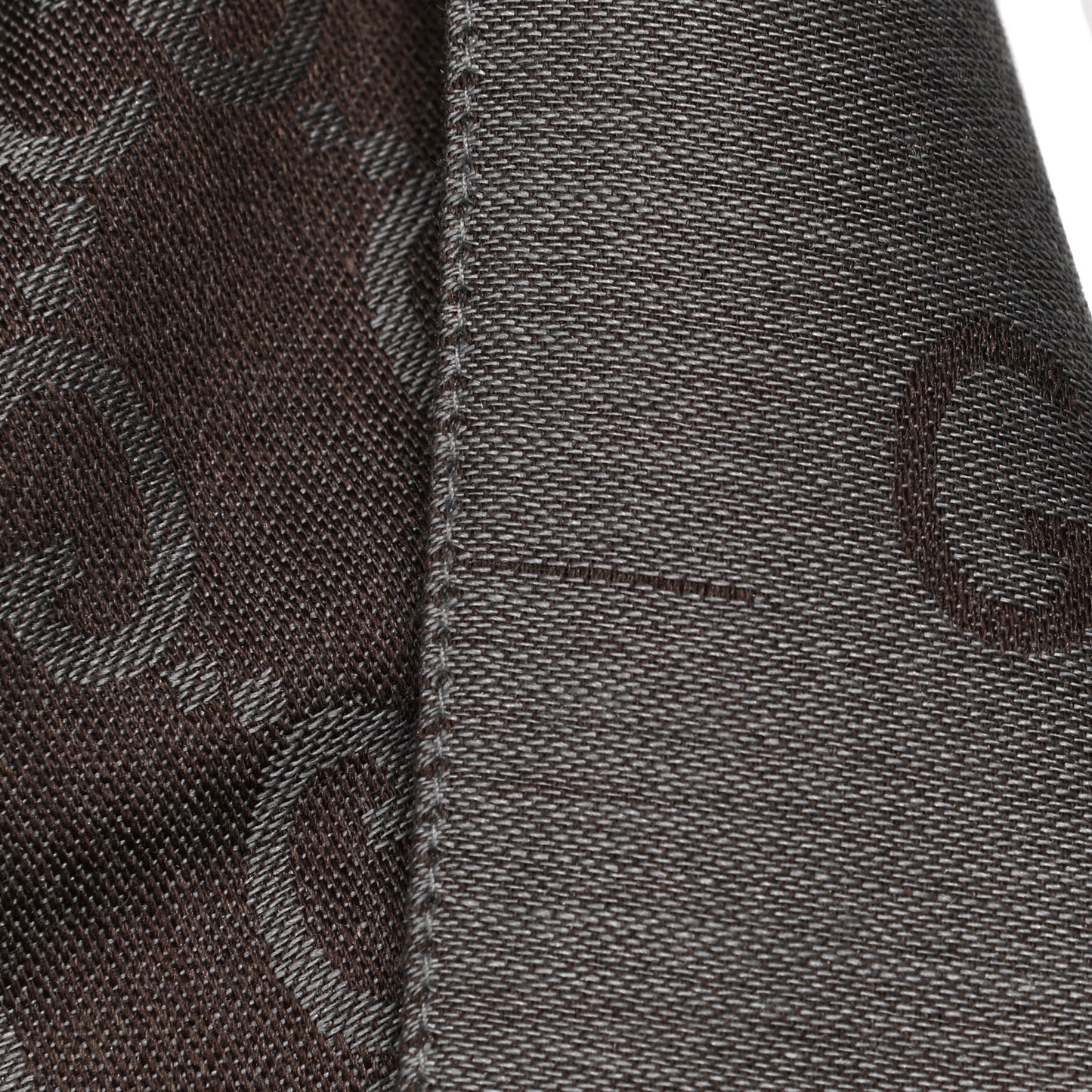 Wool Silk GG Monogram GGNat Plus Scarf Rope Dark Brown