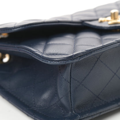 Chanel Caviar Quilted Medium Sweet Classic Flap Navy Blue 9 of 13