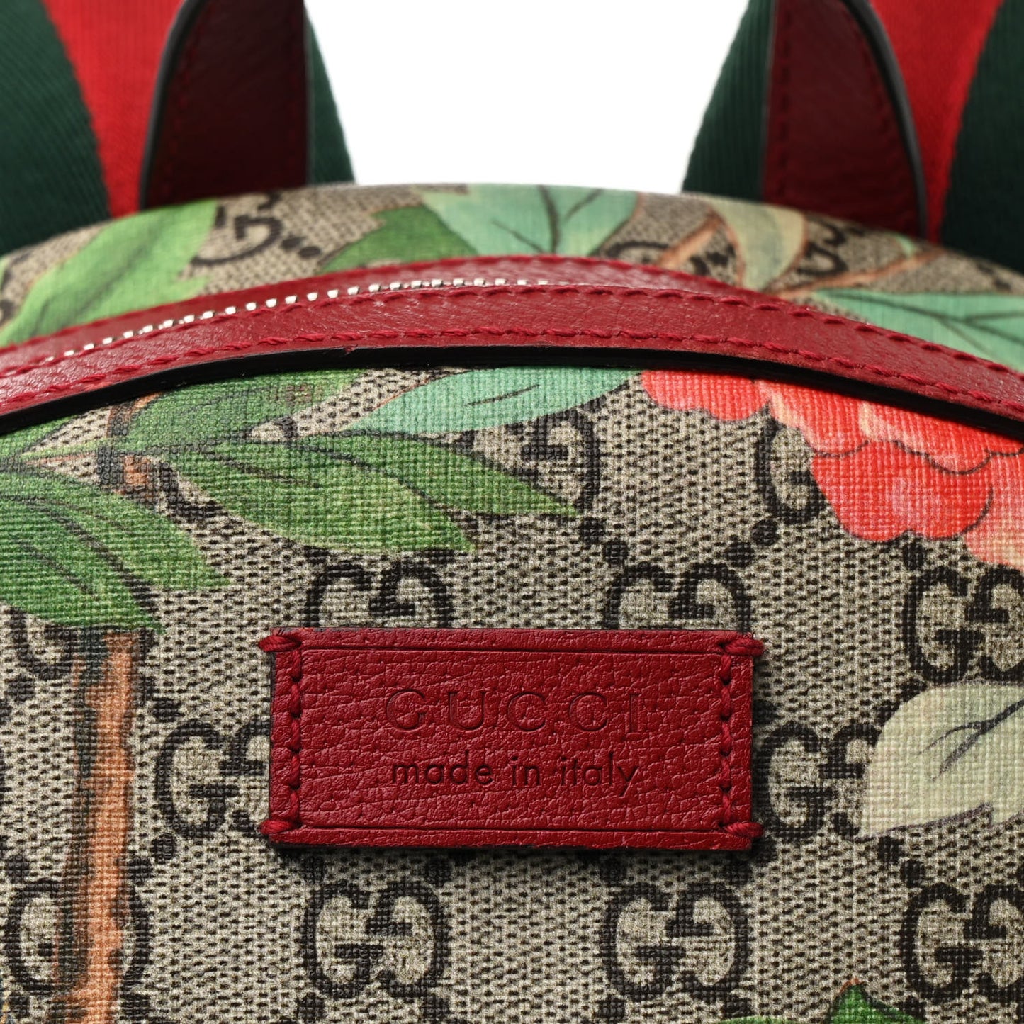 GG Supreme Monogram Tian Web Small Day Backpack Beige Multicolor Red