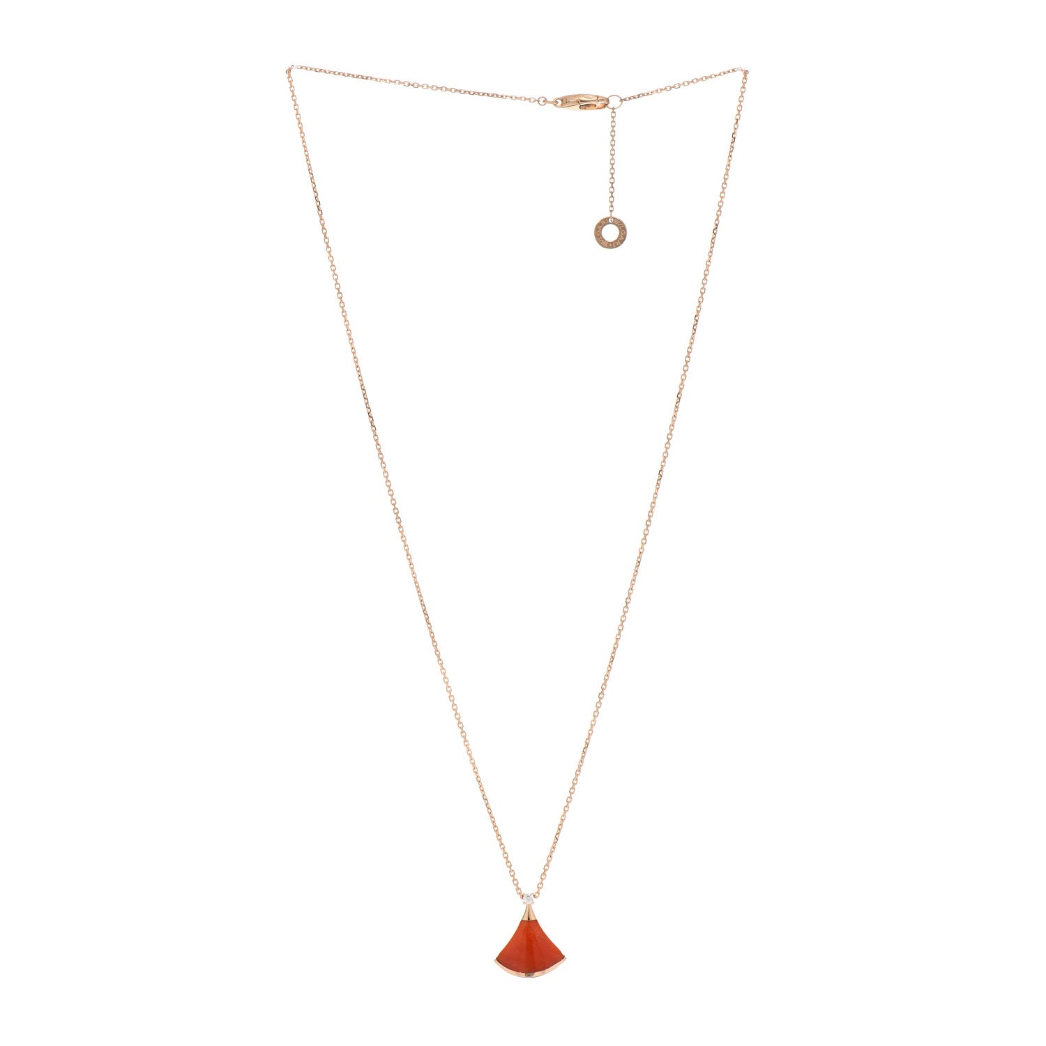 Bulgari 18K Rose Gold Diamond Coral Divas' Dream Pendant Necklace 3 of 5