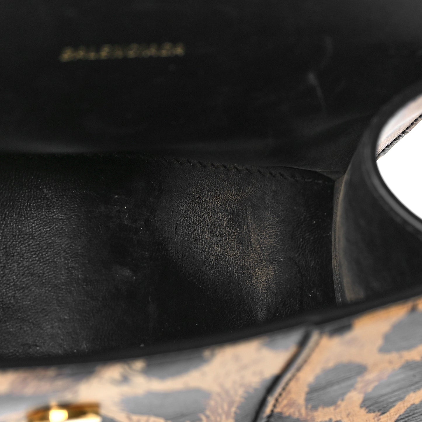 Smooth Calfskin Leopard Print Hourglass Top Handle Bag XS Beige
