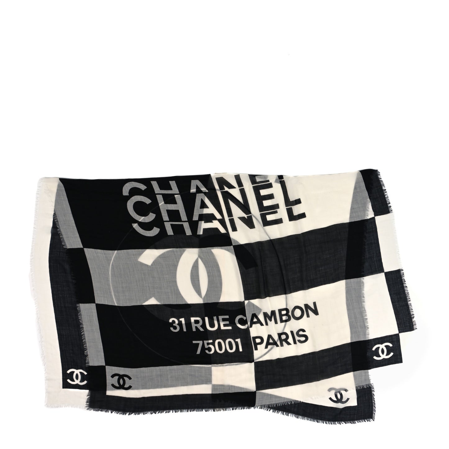 Cashmere CC Rue Cambon Fringe Scarf Black