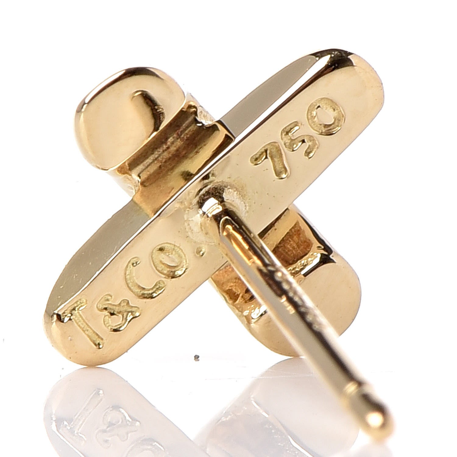 Tiffany 18K Yellow Gold 7.5mm Cross Stitch Earrings 4 of 4