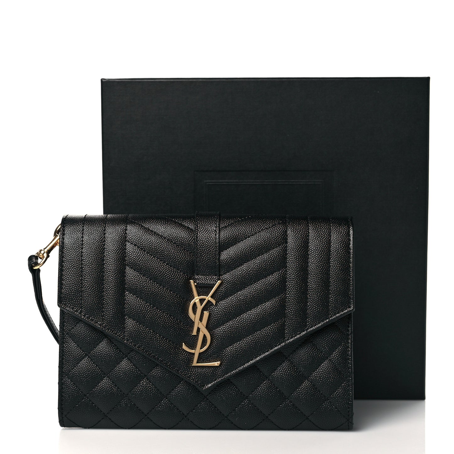 Grain De Poudre Textured Mixed Matelasse Triquilt Monogram Clutch Black