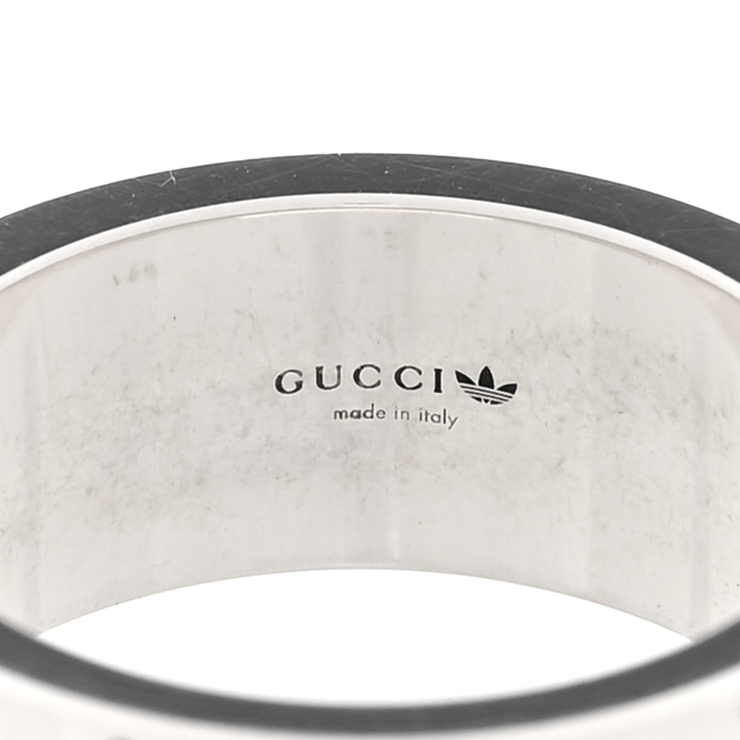 Gucci X ADIDAS Sterling Silver Trefoil GG Monogram Band Ring 53 6.5 4 of 7