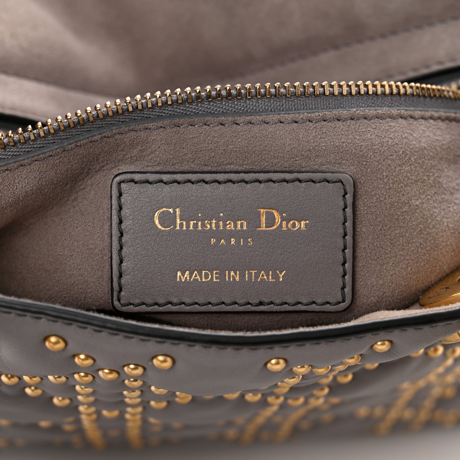 Christian Dior Calfskin Cannage Studded Medium Supple Lady Dior Grey 6 of 11