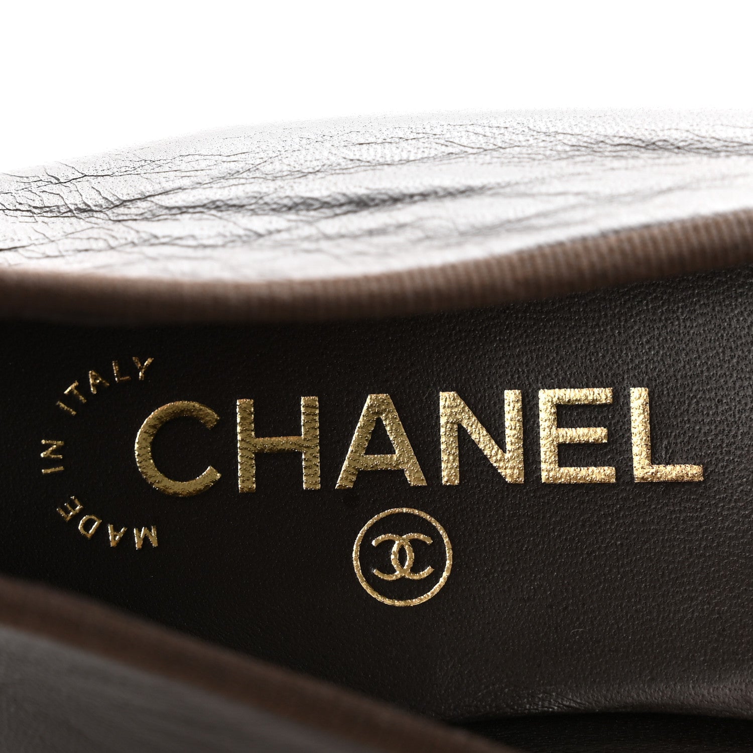 Chanel Crumpled Shiny Lambskin Cap Toe CC Ballerina Flats 39 Dark Brown Red 8 of 10