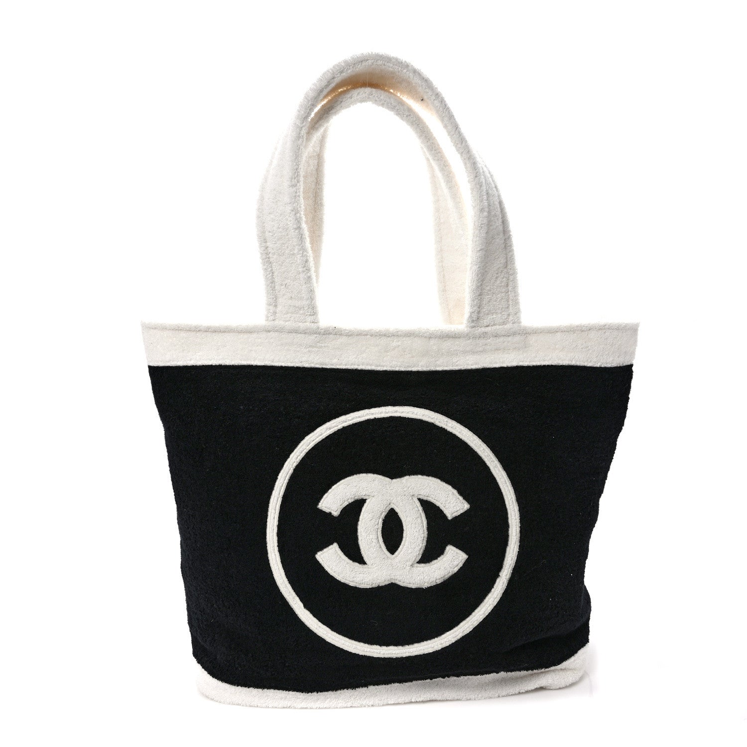 Chanel Terry Cotton CC Beach Tote Towel Set Black White 3 of 9