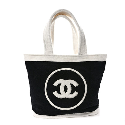 Chanel Terry Cotton CC Beach Tote Towel Set Black White 3 of 9