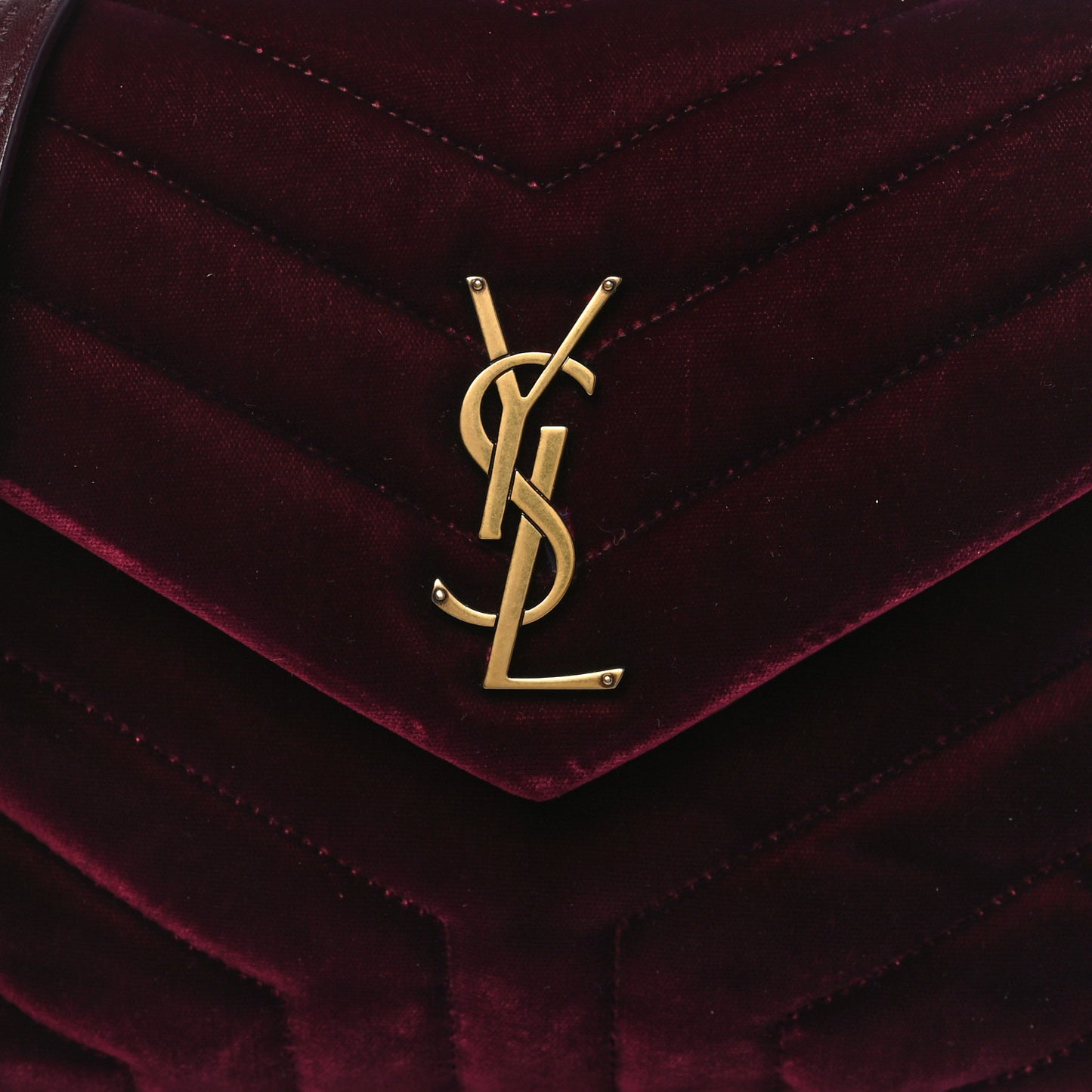Velvet Y Quilted Monogram Small Loulou Chain Satchel Burgundy