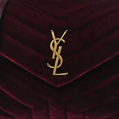 Saint Laurent Velvet Y Quilted Monogram Small Loulou Chain Satchel Burgundy 8 of 10