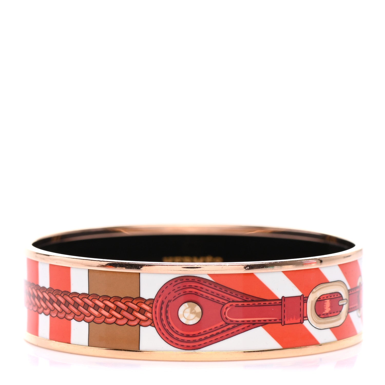 Hermes Enamel Printed Wide Coaching Bracelet 62 1 of 6