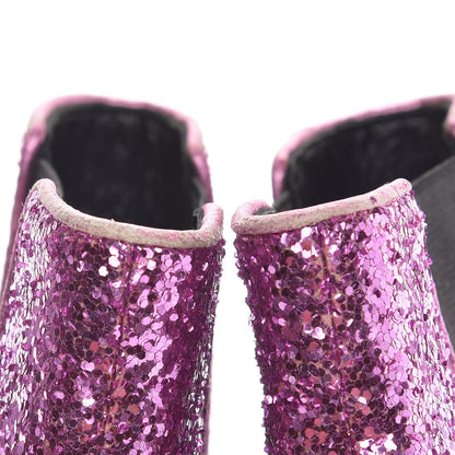 Saint Laurent Metallic Glitter Calfskin Babies Chelsea 90 Ankle Boots 36.5 Pink 8 of 9
