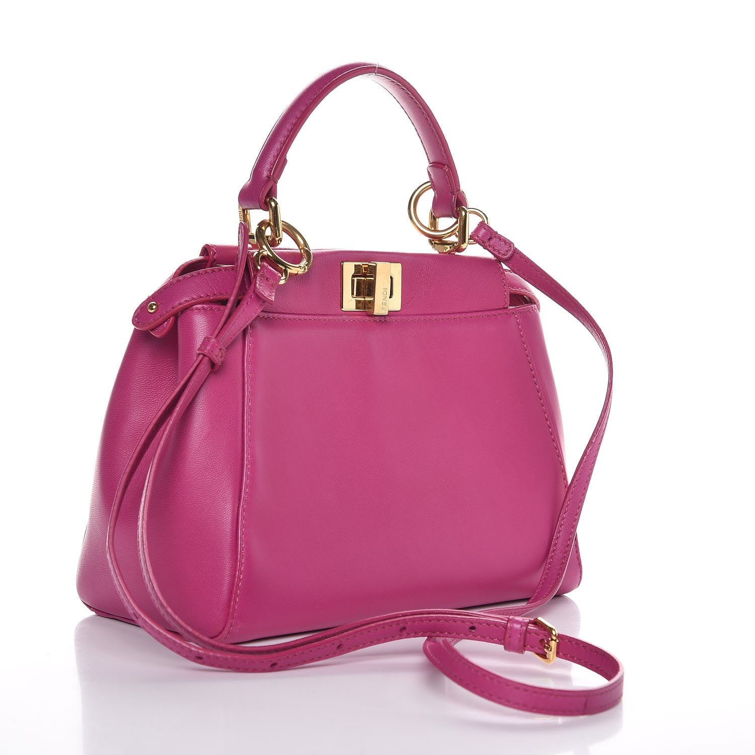 Fendi Nappa Mini Peekaboo Iconic Satchel Magenta 3 of 10