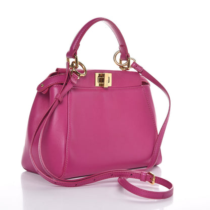 Fendi Nappa Mini Peekaboo Iconic Satchel Magenta 3 of 10