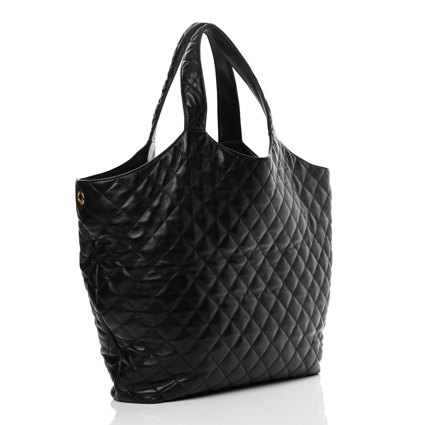 Lambskin Quilted Maxi Icare Shopping Tote Black