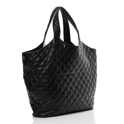 Saint Laurent Lambskin Quilted Maxi Icare Shopping Tote Black 4 of 12