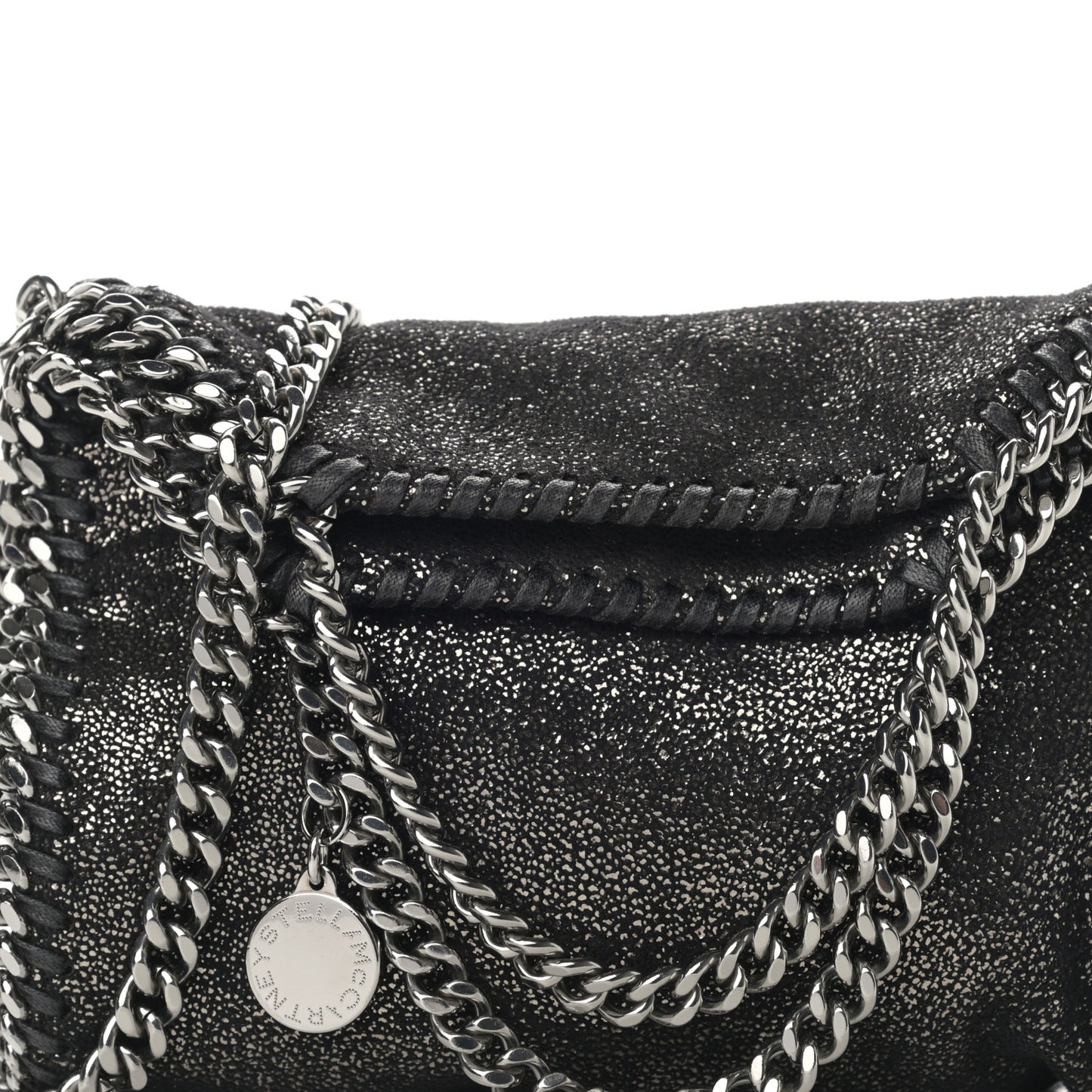 Chamois Shiny Dotted Tiny Falabella Fold Over Tote Ruthenium