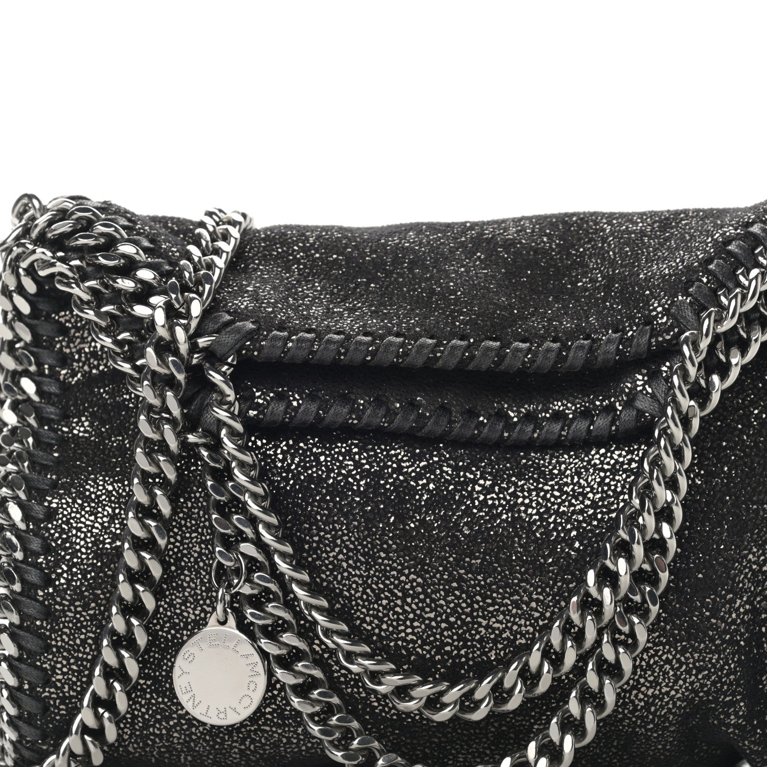 Stella McCartney Chamois Shiny Dotted Tiny Falabella Fold Over Tote Ruthenium 8 of 10