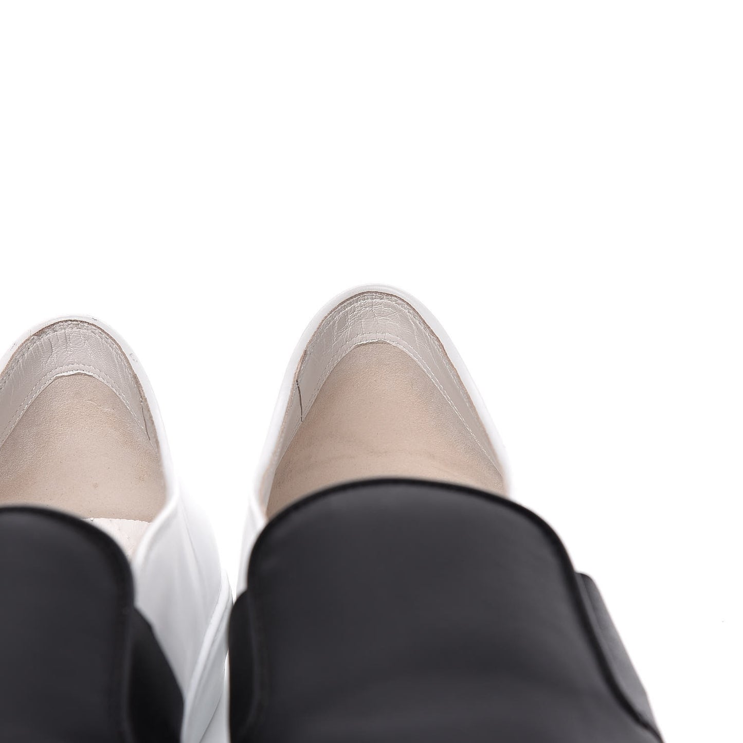 Calfskin Slip On Sneakers 45 White Black