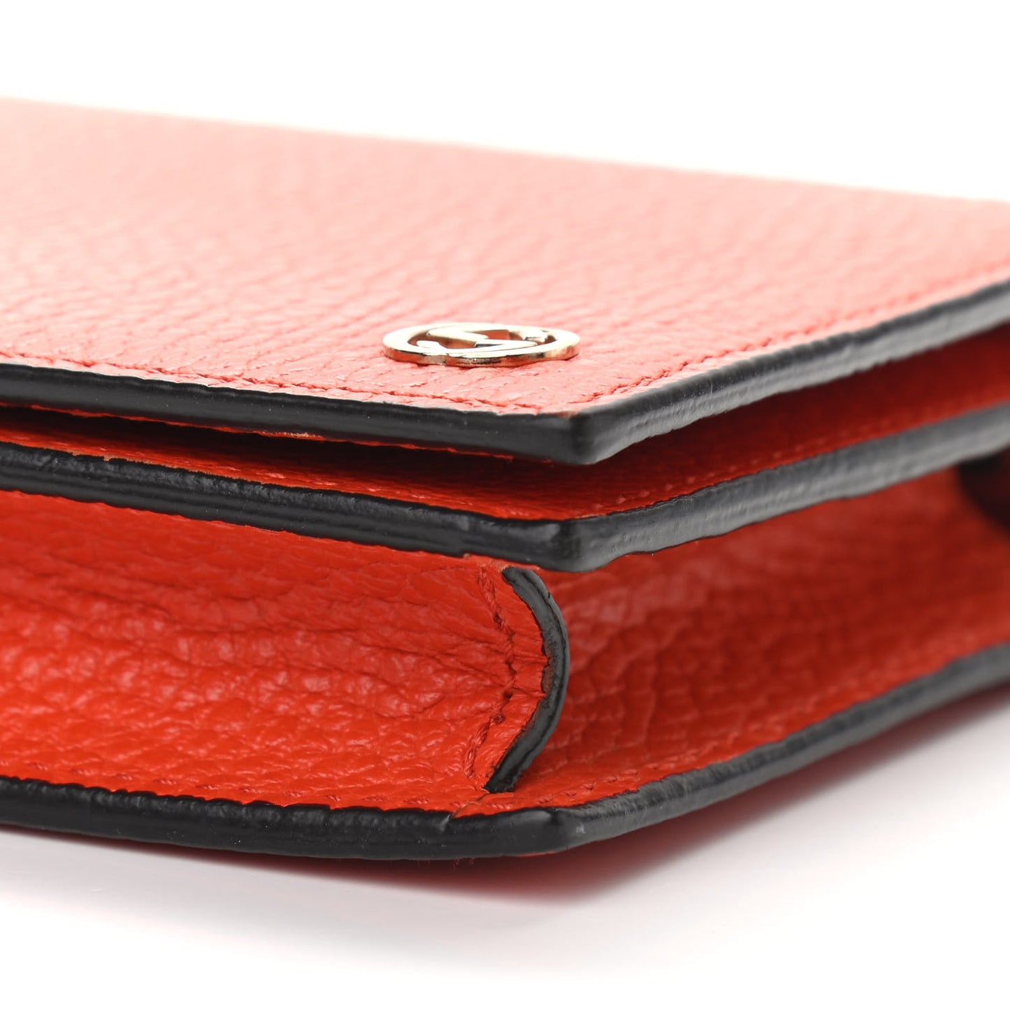 Dollar Calfskin Medium Betty Chain Wallet Sun Orange