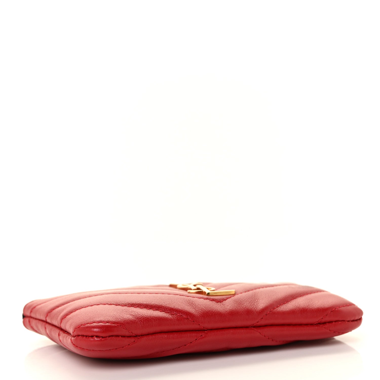 Saint Laurent Calfskin Matelasse Monogram Key Pouch Rouge Eros 4 of 8