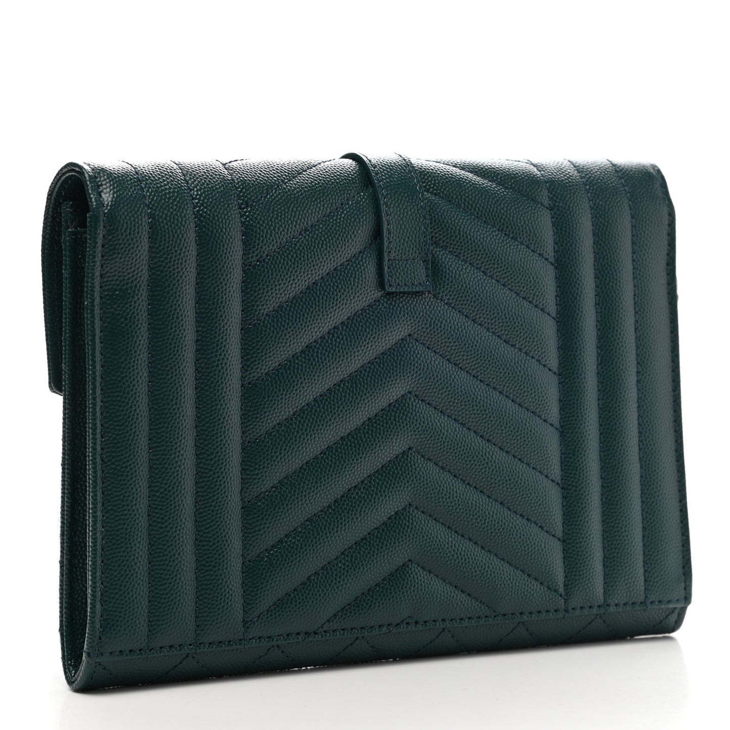 Grain De Poudre Textured Mixed Matelasse Triquilt Monogram Clutch Sea Turquois