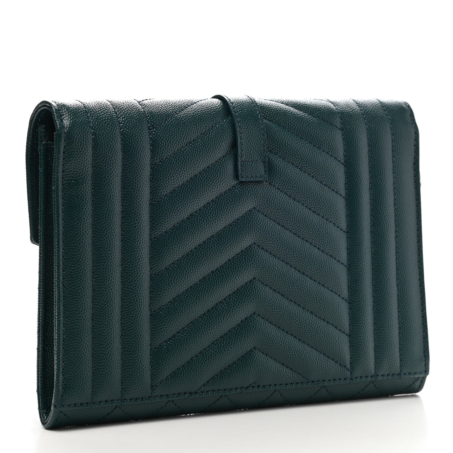 Saint Laurent Grain De Poudre Textured Mixed Matelasse Triquilt Monogram Clutch Sea Turquois 3 of 9