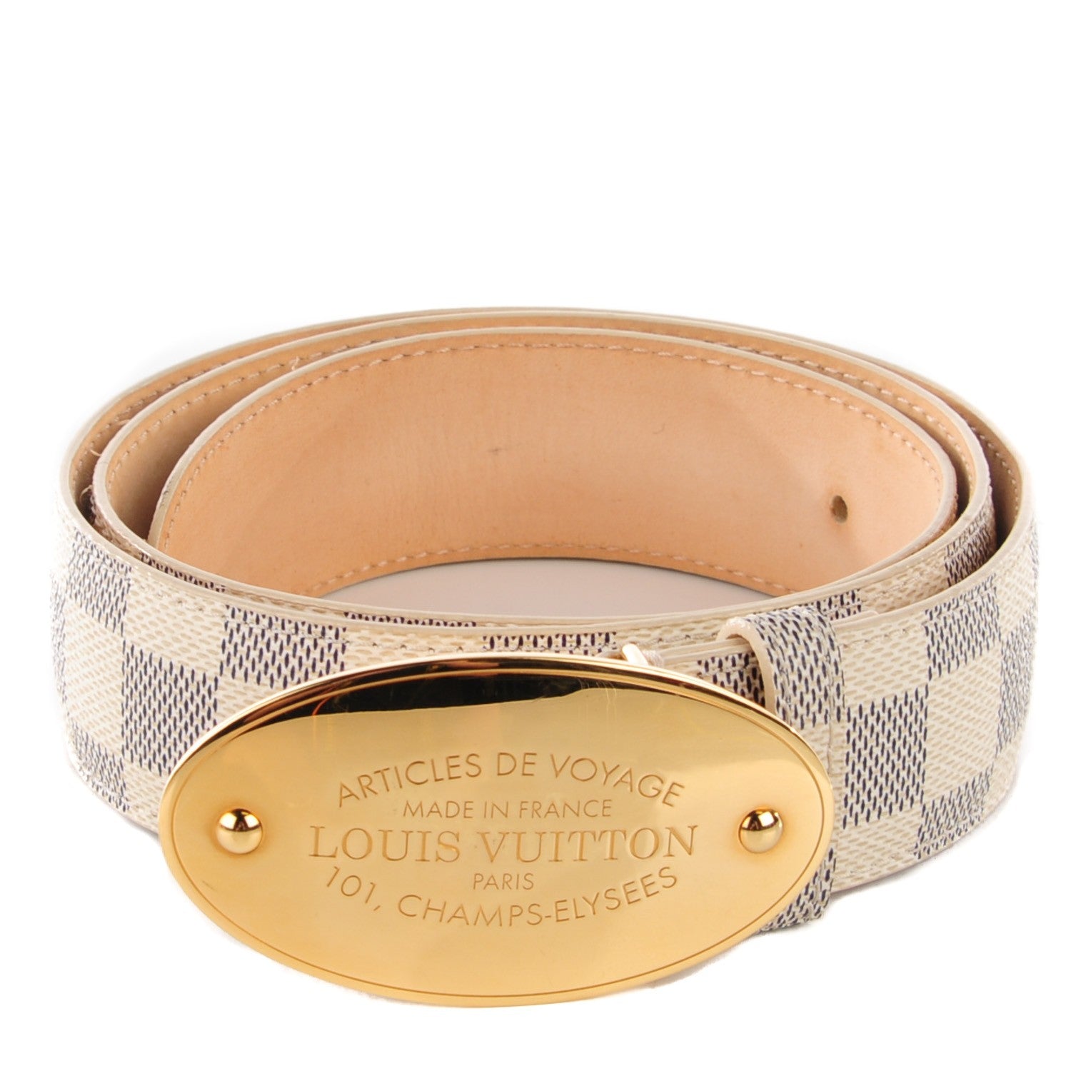 Louis Vuitton Damier Azur Voyage Belt 85 34 1 of 9