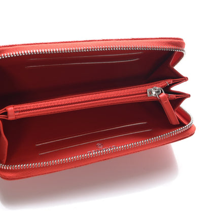 Chanel Caviar Chevron Quilted Small Zip Around Wallet Red 5 of 9