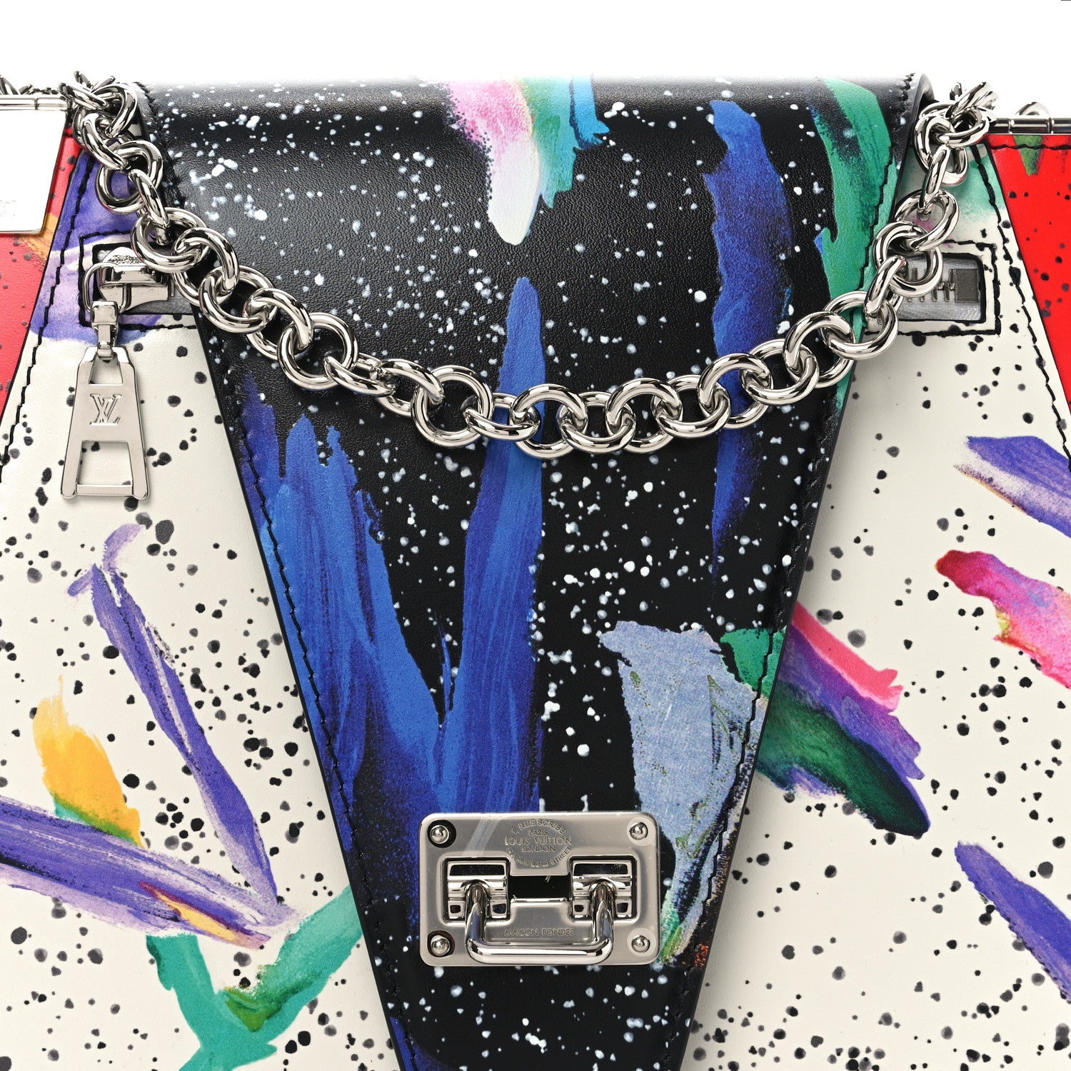 Louis Vuitton Calfskin Splash Print Trapeze Black White Red 7 of 9