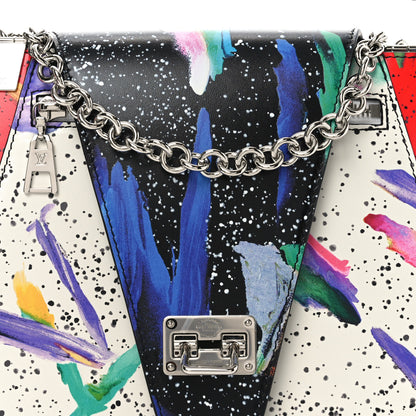 Louis Vuitton Calfskin Splash Print Trapeze Black White Red 7 of 9