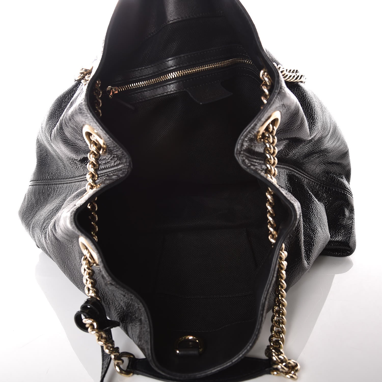 Gucci Patent Medium Soho Chain Shoulder Bag Black 5 of 14