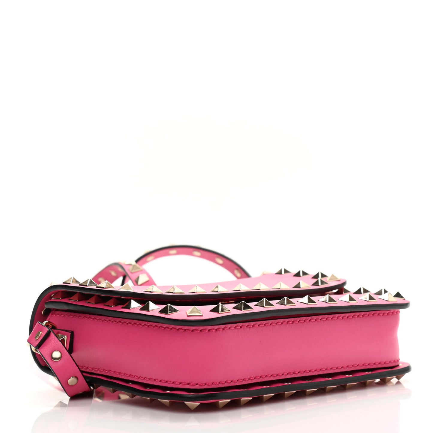 Vitello Rockstud Flap Crossbody Bag Peony