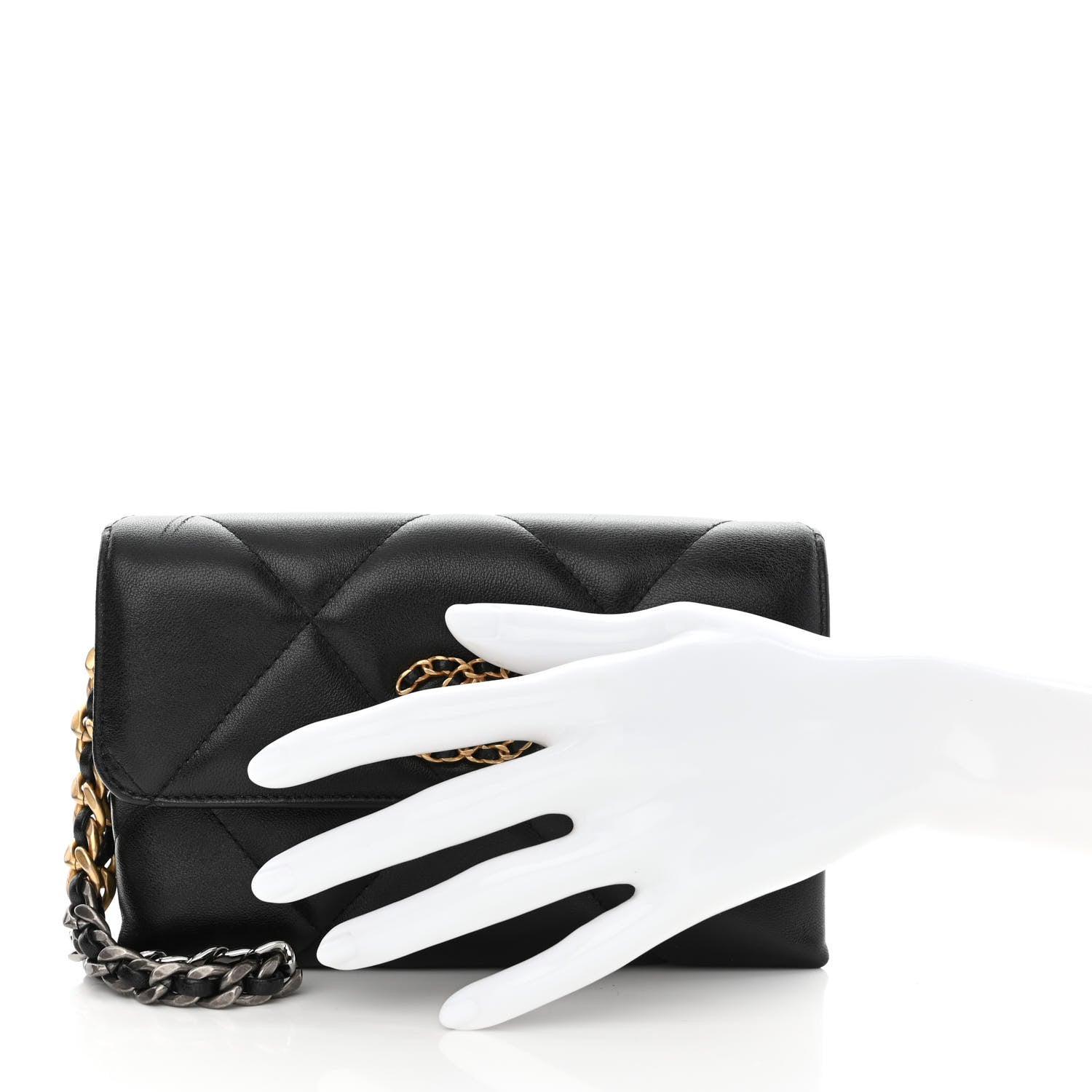 Chanel Lambskin Quilted Chanel 19 Flap Clutch Black 3 of 14